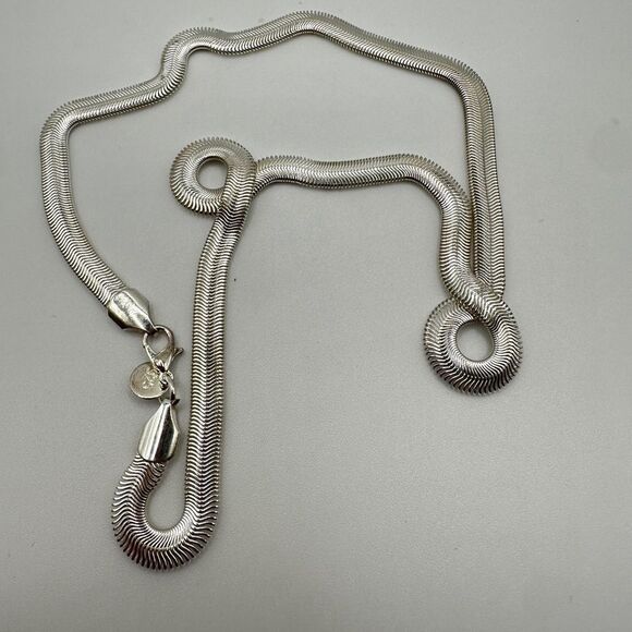 NWOT Silver plated, 19” snake bone chain, 7mm thick - Picture 2 of 7